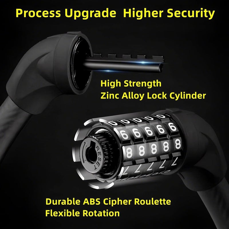 HAKSEIFA Bike Lock,Black Heavy Duty Anti Theft Bike U Locks,Upgraded High Security 5 Digit Resettable Combination Password Bicycle U-Lock,17.4mm Thicken Steel Shackle Locks for Electric Bike,Scooter,Motorcycle - Image 3